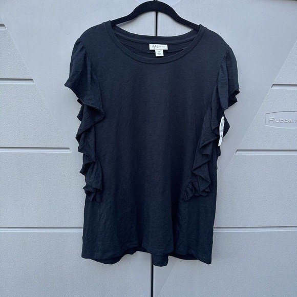 Style&co. Women's Plus Black Fog Crew Neck Top 100% Cotton NWT Size 1X - Picture 2 of 8